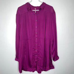 Free People Button Down Long Sleeve Tunic Shirt Dress Womens S